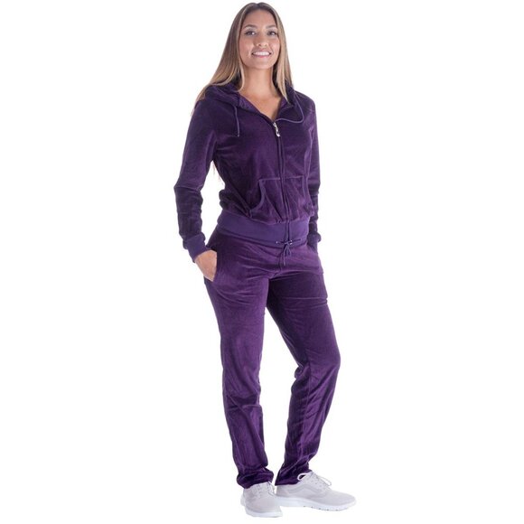 Velour Tracksuit Set Soft Joggers Outfit Y2K Chic Sporty Oversized Fit